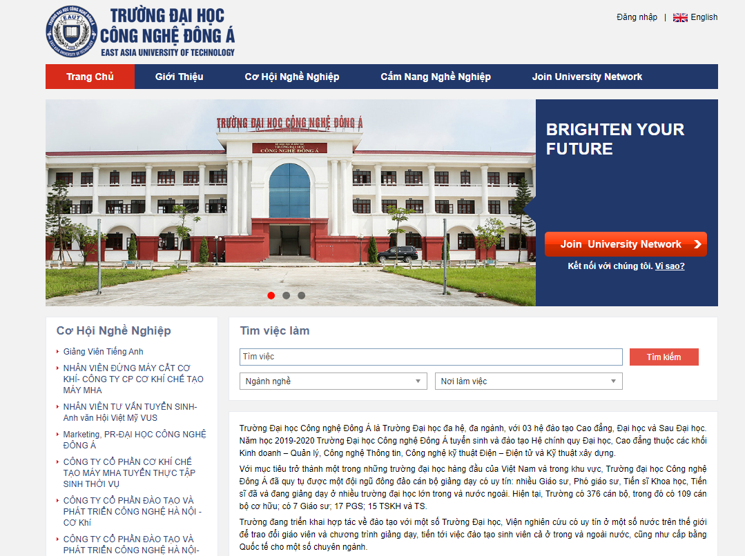 Website việc làm dành cho các sinh viên trường Đại học Công nghệ Đông Á