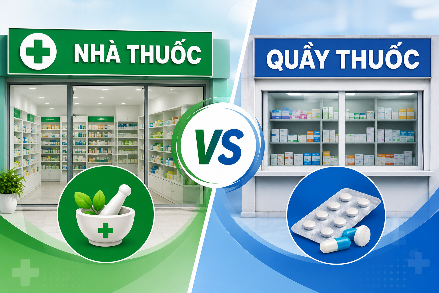 SỰ KHÁC NHAU GIỮA NHÀ THUỐC VÀ QUẦY THUỐC